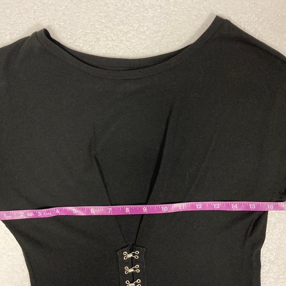 Top shop black tee corset look hook front size 2 - Picture 2 of 9